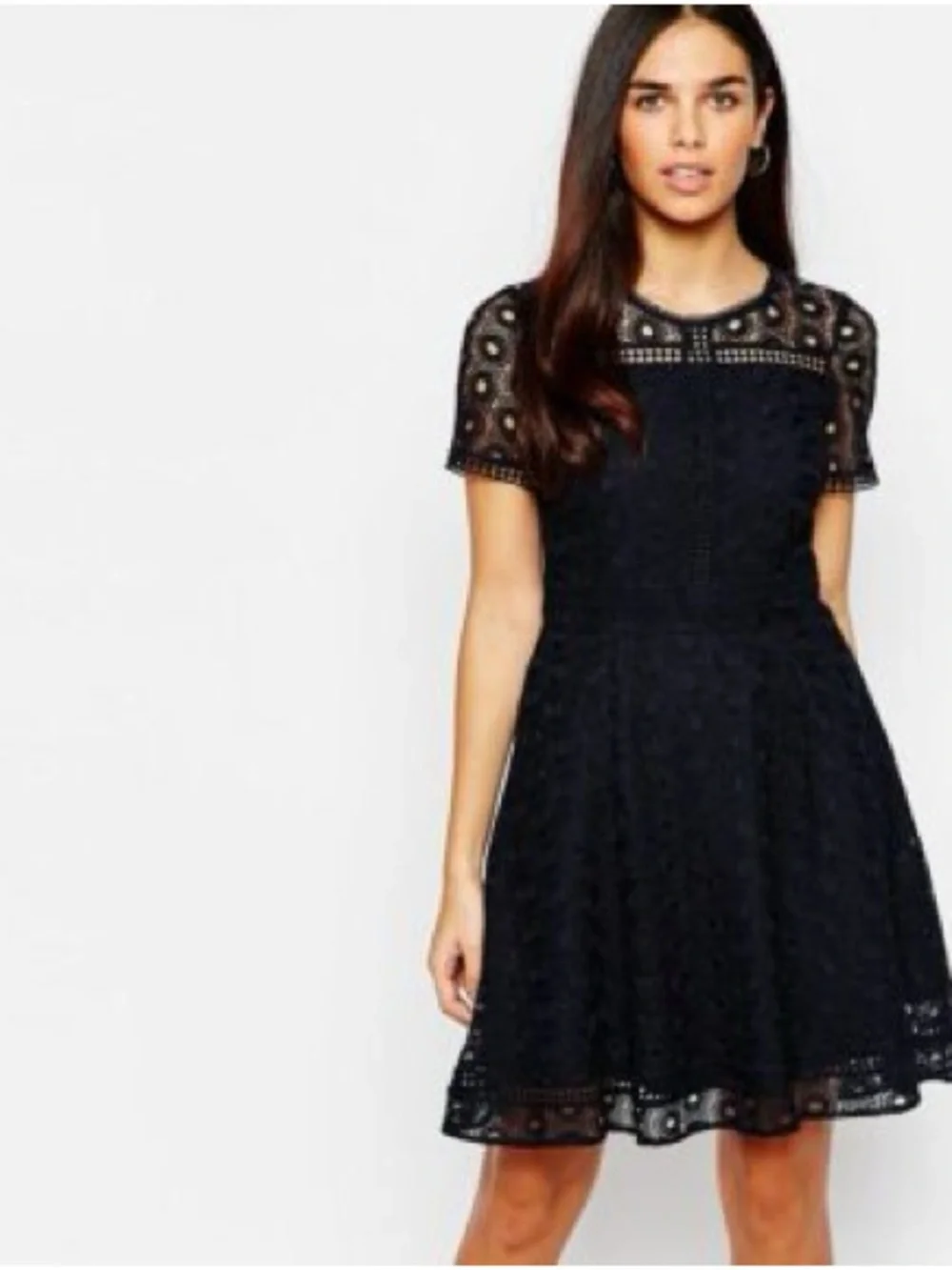 Warehouse Navy Lace Short Skater Dress XS / size 2